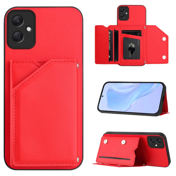 Skin Feel Four Card Slots Phone Case with Wrist Strap, For Samsung Galaxy A16, For Samsung Galaxy A06, For Samsung Galaxy A25, For Samsung Galaxy A55 5G, For Samsung Galaxy A35 5G, For Samsung Galaxy A15 4G, For Samsung Galaxy A05 4G                   ...