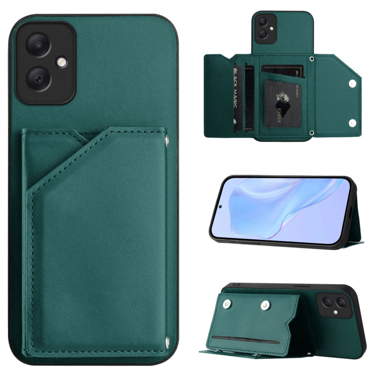 Skin Feel Four Card Slots Phone Case with Wrist Strap, For Samsung Galaxy A16, For Samsung Galaxy A06, For Samsung Galaxy A25, For Samsung Galaxy A55 5G, For Samsung Galaxy A35 5G, For Samsung Galaxy A15 4G, For Samsung Galaxy A05 4G                   ...