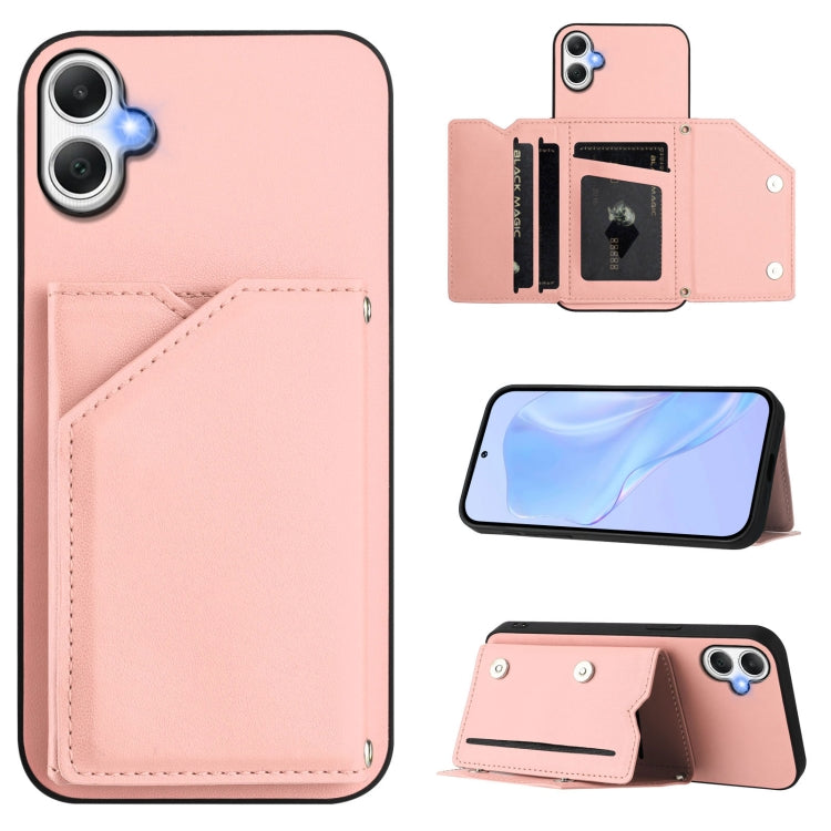 Skin Feel Four Card Slots Phone Case with Wrist Strap, For Samsung Galaxy A16, For Samsung Galaxy A06, For Samsung Galaxy A25, For Samsung Galaxy A55 5G, For Samsung Galaxy A35 5G, For Samsung Galaxy A15 4G, For Samsung Galaxy A05 4G                   ...