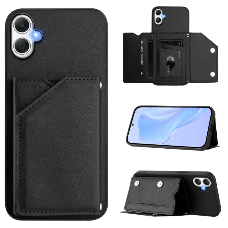 Skin Feel Four Card Slots Phone Case with Wrist Strap, For Samsung Galaxy A16, For Samsung Galaxy A06, For Samsung Galaxy A25, For Samsung Galaxy A55 5G, For Samsung Galaxy A35 5G, For Samsung Galaxy A15 4G, For Samsung Galaxy A05 4G                   ...