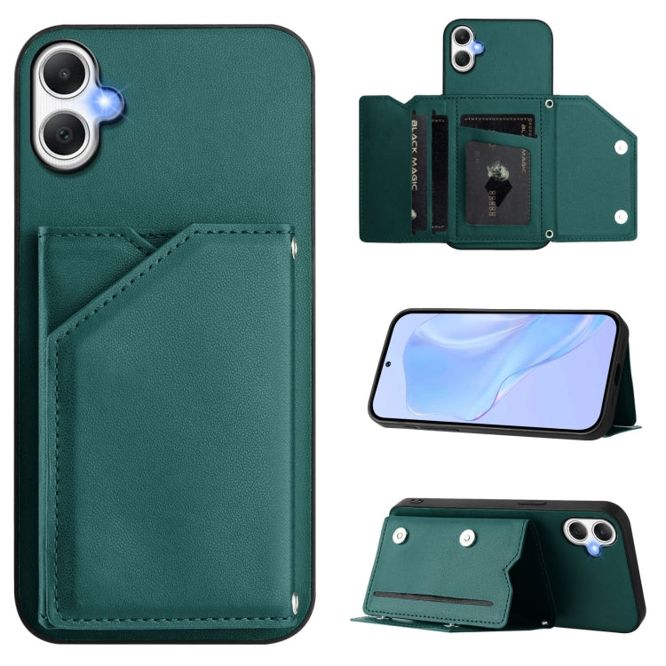 Skin Feel Four Card Slots Phone Case with Wrist Strap, For Samsung Galaxy A16, For Samsung Galaxy A06, For Samsung Galaxy A25, For Samsung Galaxy A55 5G, For Samsung Galaxy A35 5G, For Samsung Galaxy A15 4G, For Samsung Galaxy A05 4G                   ...