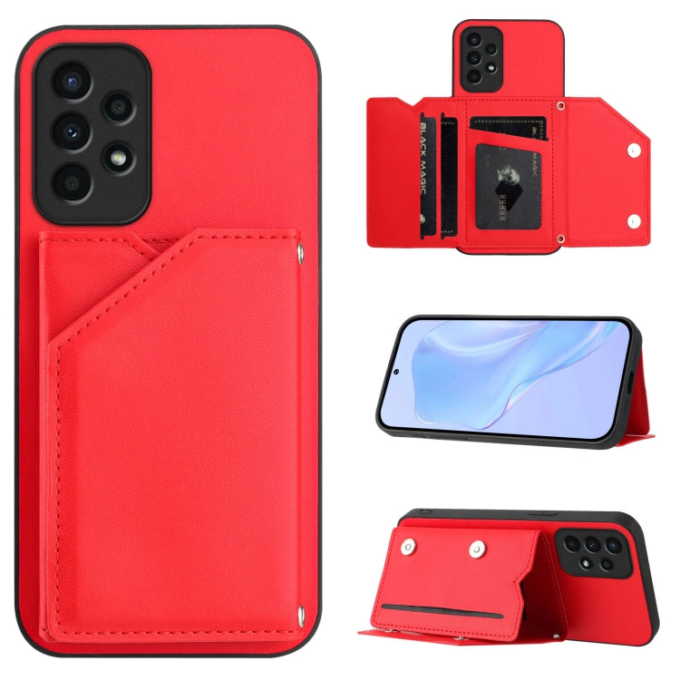 Skin Feel Four Card Slots Phone Case with Wrist Strap, For Samsung Galaxy A53 5G, For Samsung Galaxy A33 5G, For Samsung Galaxy A13 4G, For Samsung Galaxy A52