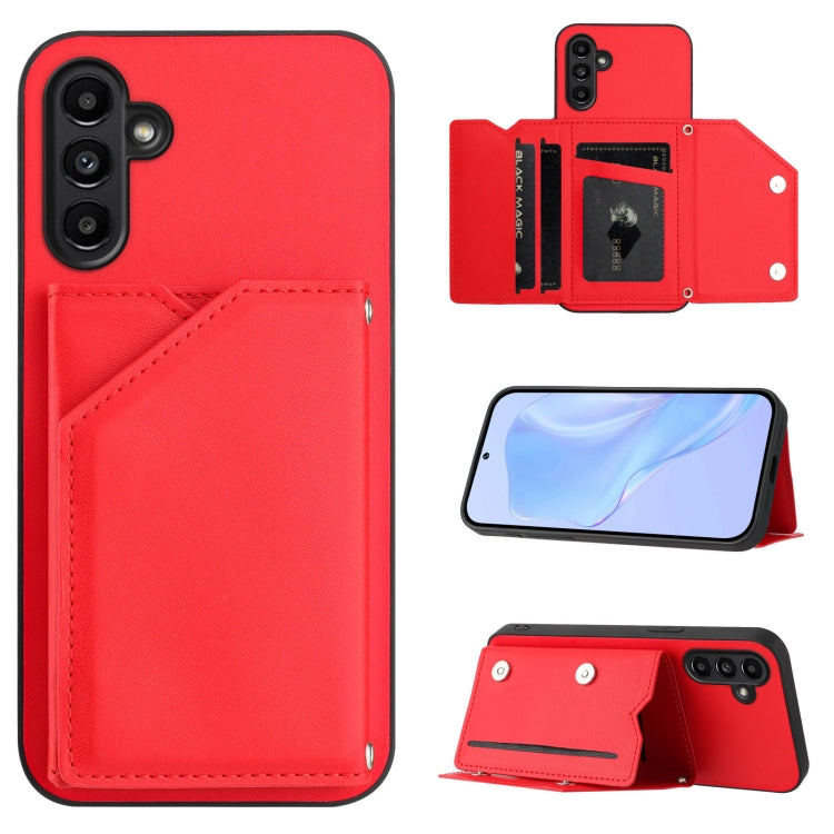 Skin Feel Four Card Slots Phone Case with Wrist Strap, For Samsung Galaxy A24 4G, For Samsung Galaxy A34 5G, For Samsung Galaxy A54 5G, For Samsung Galaxy A04E, For Samsung Galaxy A14 5G, For Samsung Galaxy A04 4G, For Samsung Galaxy A13 5G / A04S     ...