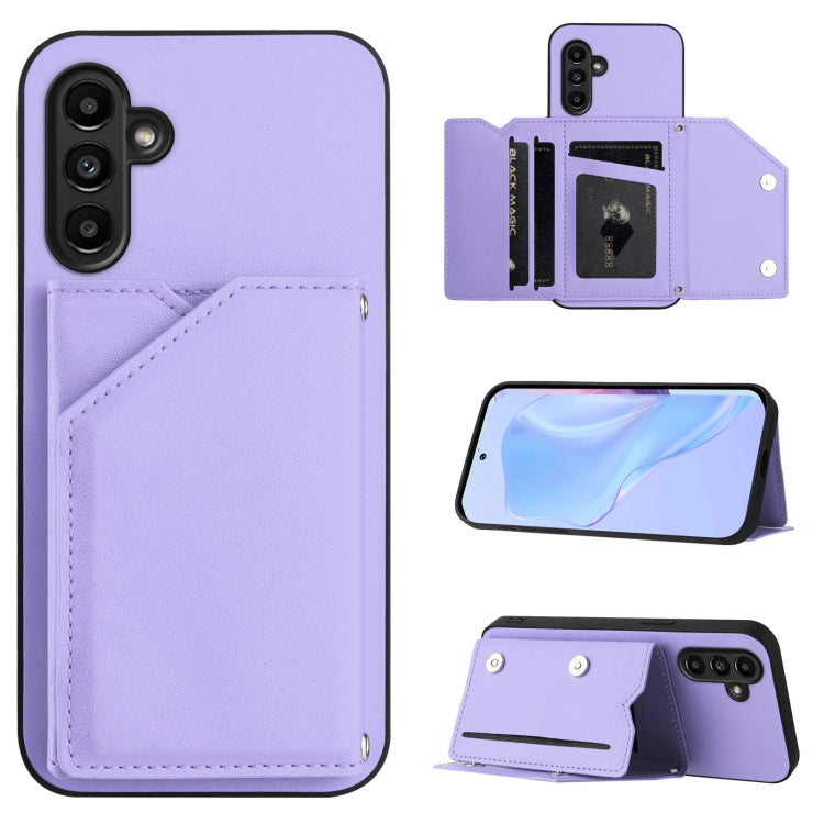 Skin Feel Four Card Slots Phone Case with Wrist Strap, For Samsung Galaxy A24 4G, For Samsung Galaxy A34 5G, For Samsung Galaxy A54 5G, For Samsung Galaxy A04E, For Samsung Galaxy A14 5G, For Samsung Galaxy A04 4G, For Samsung Galaxy A13 5G / A04S     ...