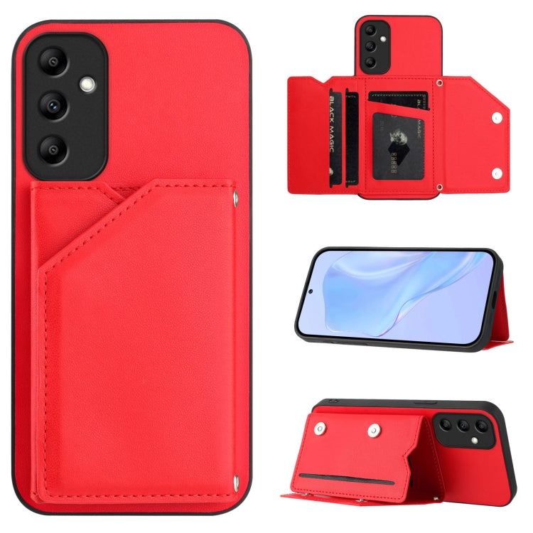 Skin Feel Four Card Slots Phone Case with Wrist Strap, For Samsung Galaxy A24 4G, For Samsung Galaxy A34 5G, For Samsung Galaxy A54 5G, For Samsung Galaxy A04E, For Samsung Galaxy A14 5G, For Samsung Galaxy A04 4G, For Samsung Galaxy A13 5G / A04S     ...