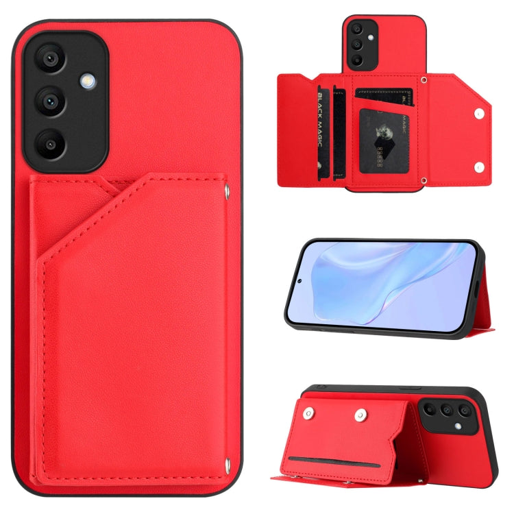Skin Feel Four Card Slots Phone Case with Wrist Strap, For Samsung Galaxy A16, For Samsung Galaxy A06, For Samsung Galaxy A25, For Samsung Galaxy A55 5G, For Samsung Galaxy A35 5G, For Samsung Galaxy A15 4G, For Samsung Galaxy A05 4G                   ...