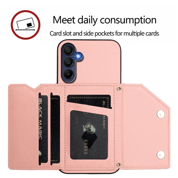 Skin Feel Four Card Slots Phone Case with Wrist Strap, For Samsung Galaxy A16, For Samsung Galaxy A06, For Samsung Galaxy A25, For Samsung Galaxy A55 5G, For Samsung Galaxy A35 5G, For Samsung Galaxy A15 4G, For Samsung Galaxy A05 4G                   ...