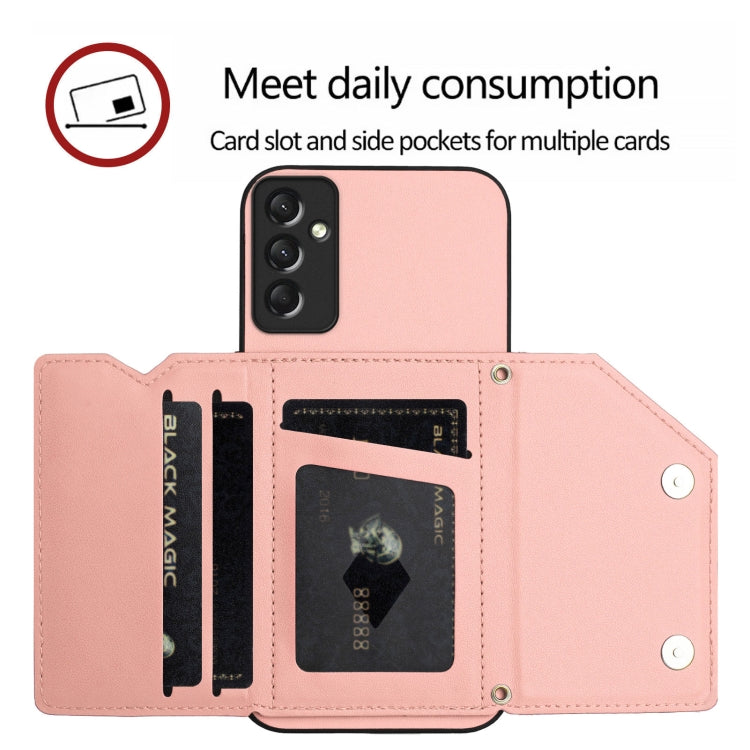 Skin Feel Four Card Slots Phone Case with Wrist Strap, For Samsung Galaxy A24 4G, For Samsung Galaxy A34 5G, For Samsung Galaxy A54 5G, For Samsung Galaxy A04E, For Samsung Galaxy A14 5G, For Samsung Galaxy A04 4G, For Samsung Galaxy A13 5G / A04S     ...