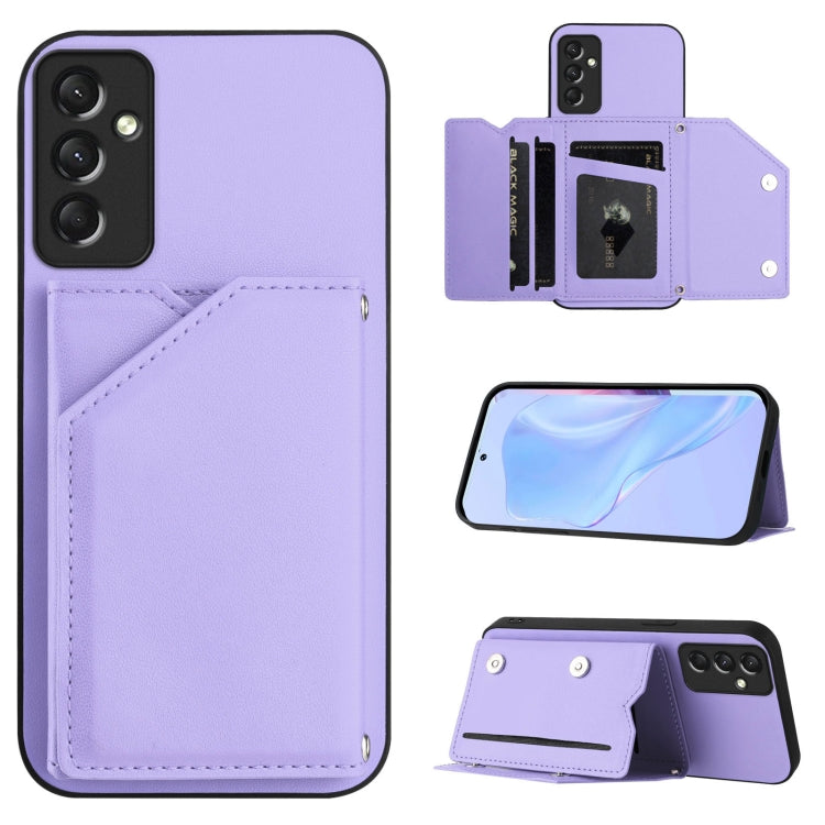 Skin Feel Four Card Slots Phone Case with Wrist Strap, For Samsung Galaxy A24 4G, For Samsung Galaxy A34 5G, For Samsung Galaxy A54 5G, For Samsung Galaxy A04E, For Samsung Galaxy A14 5G, For Samsung Galaxy A04 4G, For Samsung Galaxy A13 5G / A04S     ...