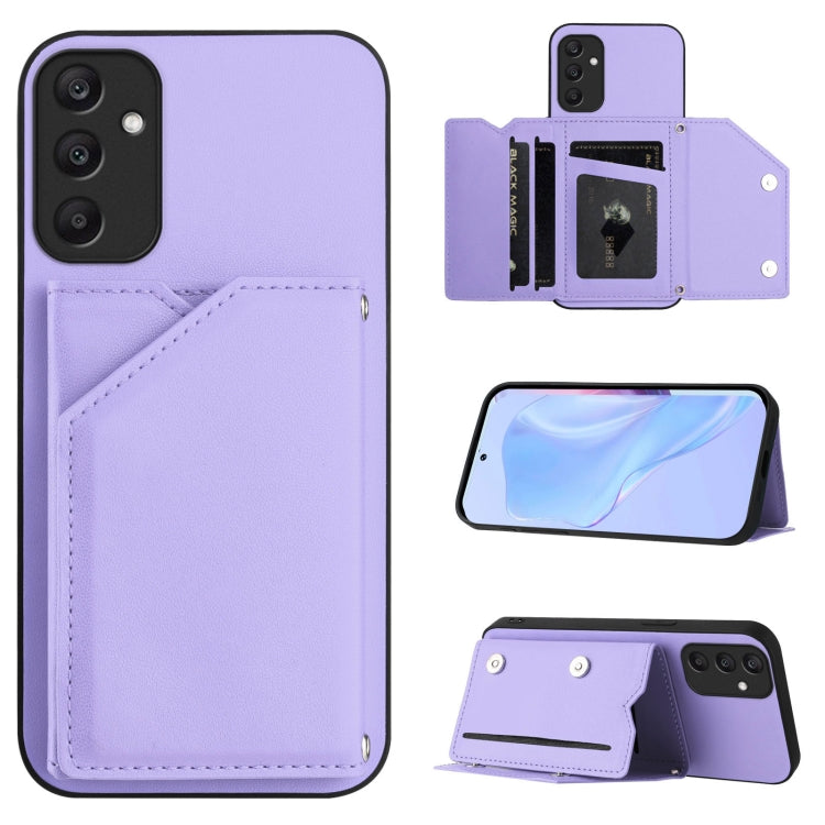 Skin Feel Four Card Slots Phone Case with Wrist Strap, For Samsung Galaxy A16, For Samsung Galaxy A06, For Samsung Galaxy A25, For Samsung Galaxy A55 5G, For Samsung Galaxy A35 5G, For Samsung Galaxy A15 4G, For Samsung Galaxy A05 4G                   ...