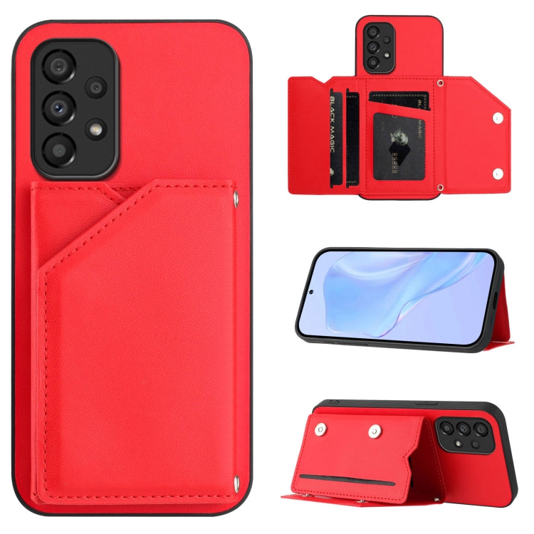Skin Feel Four Card Slots Phone Case with Wrist Strap, For Samsung Galaxy A53 5G, For Samsung Galaxy A33 5G, For Samsung Galaxy A13 4G, For Samsung Galaxy A52