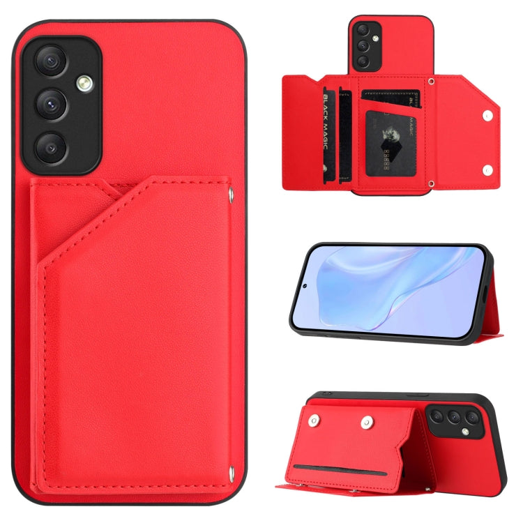 Skin Feel Four Card Slots Phone Case with Wrist Strap, For Samsung Galaxy A24 4G, For Samsung Galaxy A34 5G, For Samsung Galaxy A54 5G, For Samsung Galaxy A04E, For Samsung Galaxy A14 5G, For Samsung Galaxy A04 4G, For Samsung Galaxy A13 5G / A04S     ...
