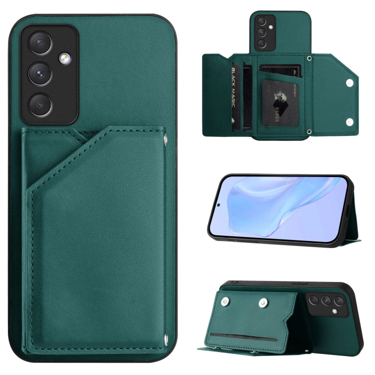 Skin Feel Four Card Slots Phone Case with Wrist Strap, For Samsung Galaxy A24 4G, For Samsung Galaxy A34 5G, For Samsung Galaxy A54 5G, For Samsung Galaxy A04E, For Samsung Galaxy A14 5G, For Samsung Galaxy A04 4G, For Samsung Galaxy A13 5G / A04S     ...