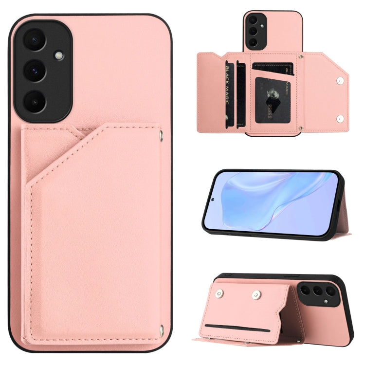 Skin Feel Four Card Slots Phone Case with Wrist Strap, For Samsung Galaxy A16, For Samsung Galaxy A06, For Samsung Galaxy A25, For Samsung Galaxy A55 5G, For Samsung Galaxy A35 5G, For Samsung Galaxy A15 4G, For Samsung Galaxy A05 4G                   ...
