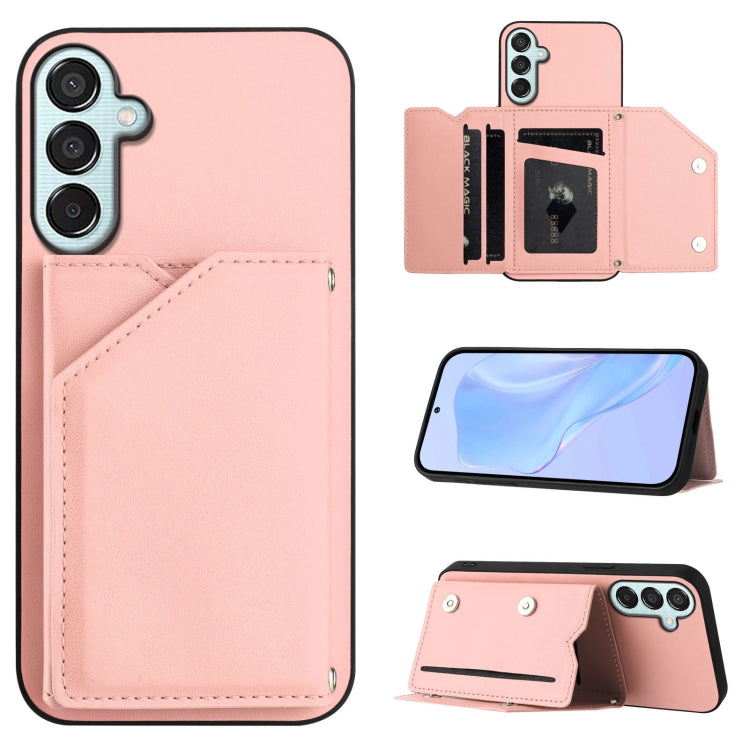 Skin Feel Four Card Slots Phone Case with Wrist Strap, For Samsung Galaxy M56 5G, For Samsung Galaxy M16 5G / F16 5G, For Samsung Galaxy M06 5G / F06 5G, For Samsung Galaxy M35, For Samsung Galaxy M55 / C55 5G, For Samsung Galaxy M15 / F15