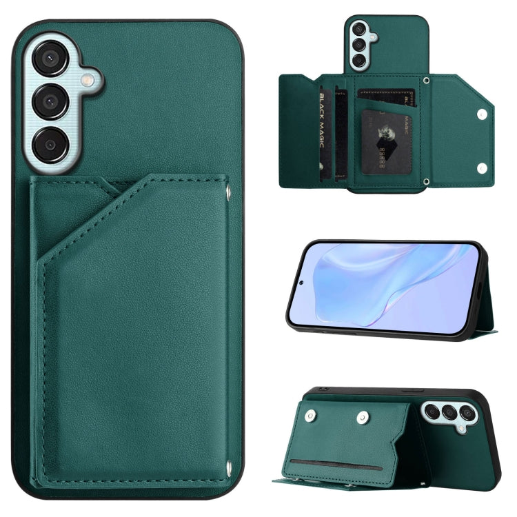 Skin Feel Four Card Slots Phone Case with Wrist Strap, For Samsung Galaxy M56 5G, For Samsung Galaxy M16 5G / F16 5G, For Samsung Galaxy M06 5G / F06 5G, For Samsung Galaxy M35, For Samsung Galaxy M55 / C55 5G, For Samsung Galaxy M15 / F15