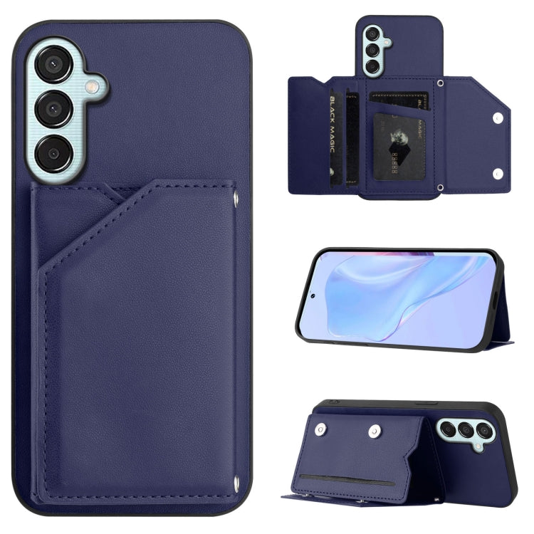 Skin Feel Four Card Slots Phone Case with Wrist Strap, For Samsung Galaxy M56 5G, For Samsung Galaxy M16 5G / F16 5G, For Samsung Galaxy M06 5G / F06 5G, For Samsung Galaxy M35, For Samsung Galaxy M55 / C55 5G, For Samsung Galaxy M15 / F15