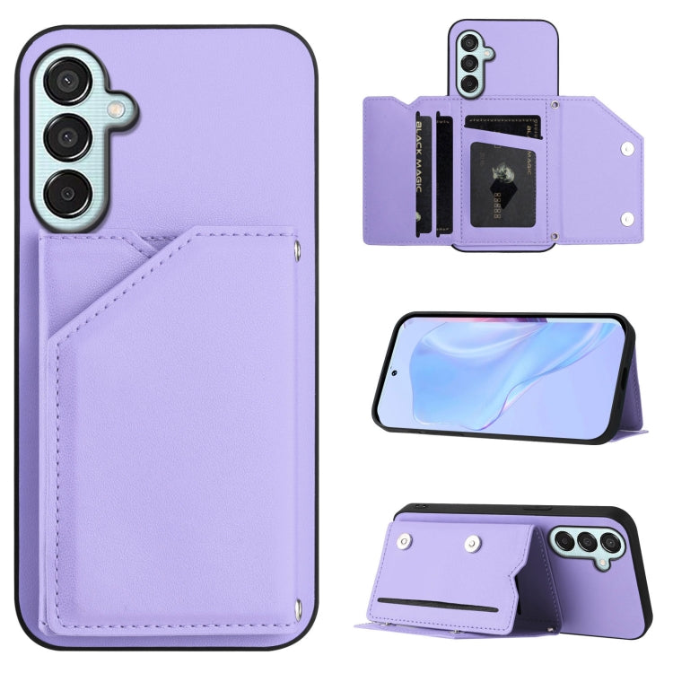 Skin Feel Four Card Slots Phone Case with Wrist Strap, For Samsung Galaxy M56 5G, For Samsung Galaxy M16 5G / F16 5G, For Samsung Galaxy M06 5G / F06 5G, For Samsung Galaxy M35, For Samsung Galaxy M55 / C55 5G, For Samsung Galaxy M15 / F15