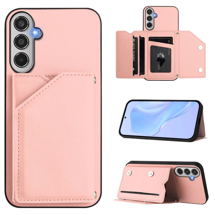 Skin Feel Four Card Slots Phone Case with Wrist Strap, For Samsung Galaxy M56 5G, For Samsung Galaxy M16 5G / F16 5G, For Samsung Galaxy M06 5G / F06 5G, For Samsung Galaxy M35, For Samsung Galaxy M55 / C55 5G, For Samsung Galaxy M15 / F15