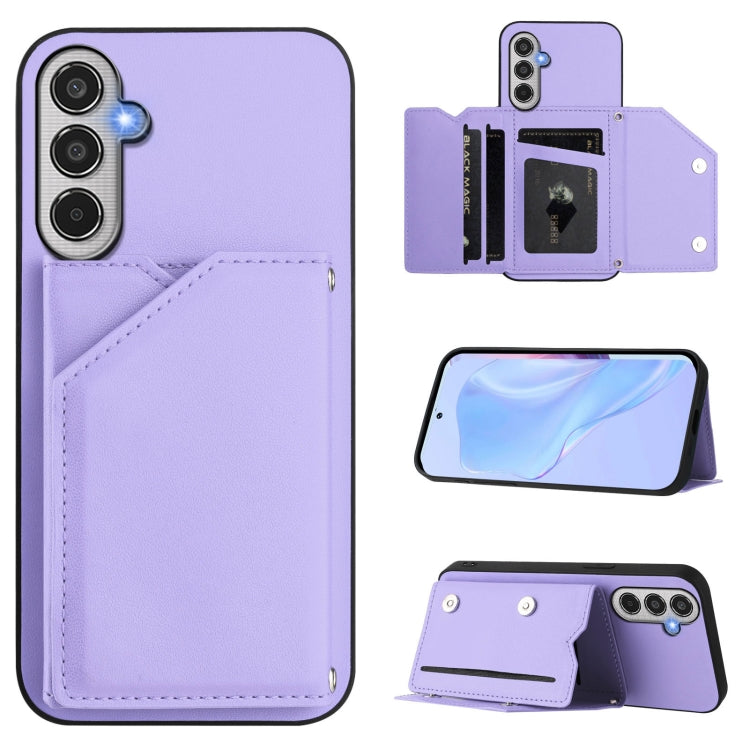 Skin Feel Four Card Slots Phone Case with Wrist Strap, For Samsung Galaxy M56 5G, For Samsung Galaxy M16 5G / F16 5G, For Samsung Galaxy M06 5G / F06 5G, For Samsung Galaxy M35, For Samsung Galaxy M55 / C55 5G, For Samsung Galaxy M15 / F15