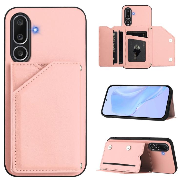 Skin Feel Four Card Slots Phone Case with Wrist Strap, For Samsung Galaxy M56 5G, For Samsung Galaxy M16 5G / F16 5G, For Samsung Galaxy M06 5G / F06 5G, For Samsung Galaxy M35, For Samsung Galaxy M55 / C55 5G, For Samsung Galaxy M15 / F15