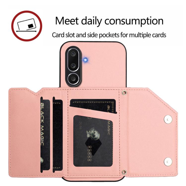 Skin Feel Four Card Slots Phone Case with Wrist Strap, For Samsung Galaxy M56 5G, For Samsung Galaxy M16 5G / F16 5G, For Samsung Galaxy M06 5G / F06 5G, For Samsung Galaxy M35, For Samsung Galaxy M55 / C55 5G, For Samsung Galaxy M15 / F15