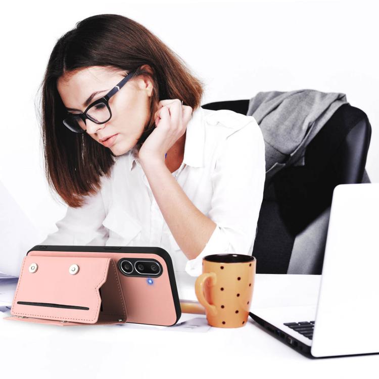 Skin Feel Four Card Slots Phone Case with Wrist Strap, For Samsung Galaxy M56 5G, For Samsung Galaxy M16 5G / F16 5G, For Samsung Galaxy M06 5G / F06 5G, For Samsung Galaxy M35, For Samsung Galaxy M55 / C55 5G, For Samsung Galaxy M15 / F15