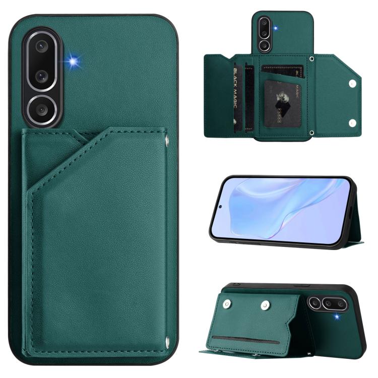 Skin Feel Four Card Slots Phone Case with Wrist Strap, For Samsung Galaxy M56 5G, For Samsung Galaxy M16 5G / F16 5G, For Samsung Galaxy M06 5G / F06 5G, For Samsung Galaxy M35, For Samsung Galaxy M55 / C55 5G, For Samsung Galaxy M15 / F15