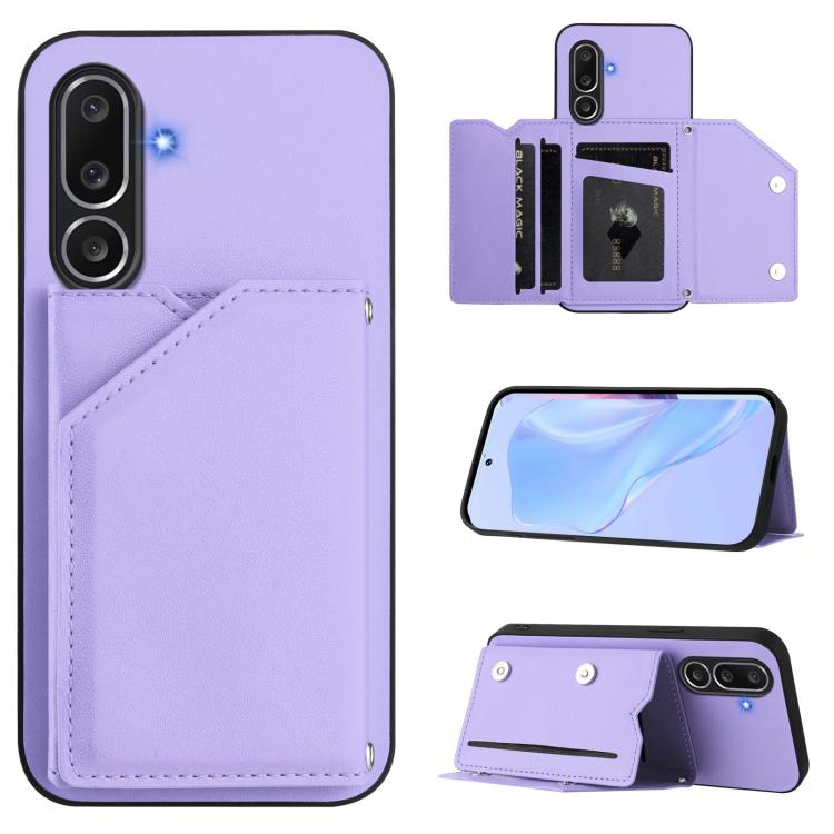 Skin Feel Four Card Slots Phone Case with Wrist Strap, For Samsung Galaxy M56 5G, For Samsung Galaxy M16 5G / F16 5G, For Samsung Galaxy M06 5G / F06 5G, For Samsung Galaxy M35, For Samsung Galaxy M55 / C55 5G, For Samsung Galaxy M15 / F15
