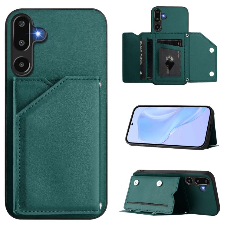 Skin Feel Four Card Slots Phone Case with Wrist Strap, For Samsung Galaxy M56 5G, For Samsung Galaxy M16 5G / F16 5G, For Samsung Galaxy M06 5G / F06 5G, For Samsung Galaxy M35, For Samsung Galaxy M55 / C55 5G, For Samsung Galaxy M15 / F15