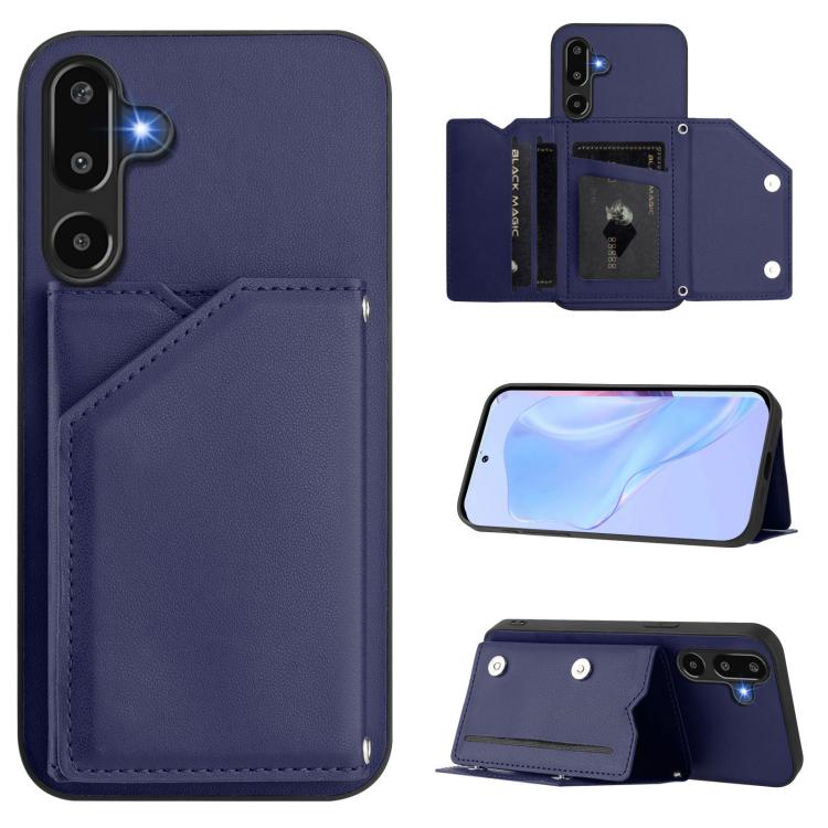 Skin Feel Four Card Slots Phone Case with Wrist Strap, For Samsung Galaxy M56 5G, For Samsung Galaxy M16 5G / F16 5G, For Samsung Galaxy M06 5G / F06 5G, For Samsung Galaxy M35, For Samsung Galaxy M55 / C55 5G, For Samsung Galaxy M15 / F15