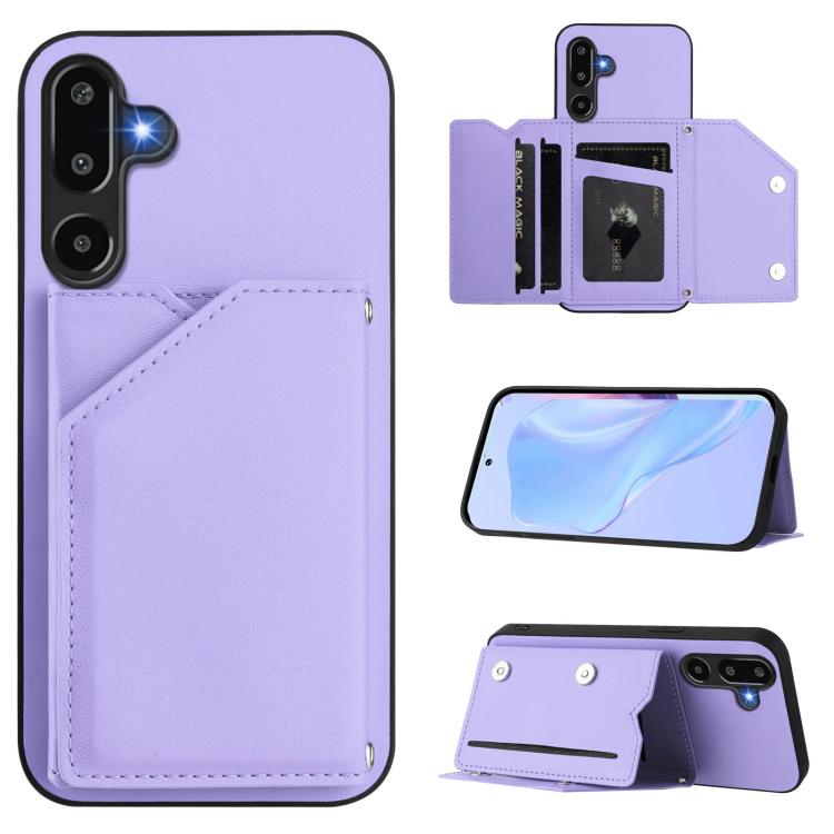 Skin Feel Four Card Slots Phone Case with Wrist Strap, For Samsung Galaxy M56 5G, For Samsung Galaxy M16 5G / F16 5G, For Samsung Galaxy M06 5G / F06 5G, For Samsung Galaxy M35, For Samsung Galaxy M55 / C55 5G, For Samsung Galaxy M15 / F15