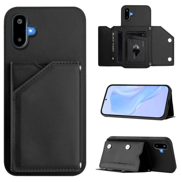 Skin Feel Four Card Slots Phone Case with Wrist Strap, For Samsung Galaxy M56 5G, For Samsung Galaxy M16 5G / F16 5G, For Samsung Galaxy M06 5G / F06 5G, For Samsung Galaxy M35, For Samsung Galaxy M55 / C55 5G, For Samsung Galaxy M15 / F15