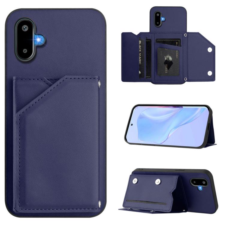 Skin Feel Four Card Slots Phone Case with Wrist Strap, For Samsung Galaxy M56 5G, For Samsung Galaxy M16 5G / F16 5G, For Samsung Galaxy M06 5G / F06 5G, For Samsung Galaxy M35, For Samsung Galaxy M55 / C55 5G, For Samsung Galaxy M15 / F15