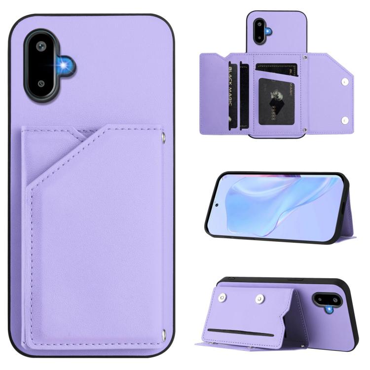 Skin Feel Four Card Slots Phone Case with Wrist Strap, For Samsung Galaxy M56 5G, For Samsung Galaxy M16 5G / F16 5G, For Samsung Galaxy M06 5G / F06 5G, For Samsung Galaxy M35, For Samsung Galaxy M55 / C55 5G, For Samsung Galaxy M15 / F15