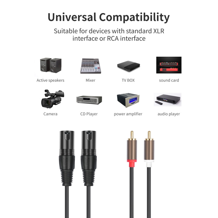 2 RCA Male to 2 XLR Male Audio Balance Cable, 1.5m, 3m