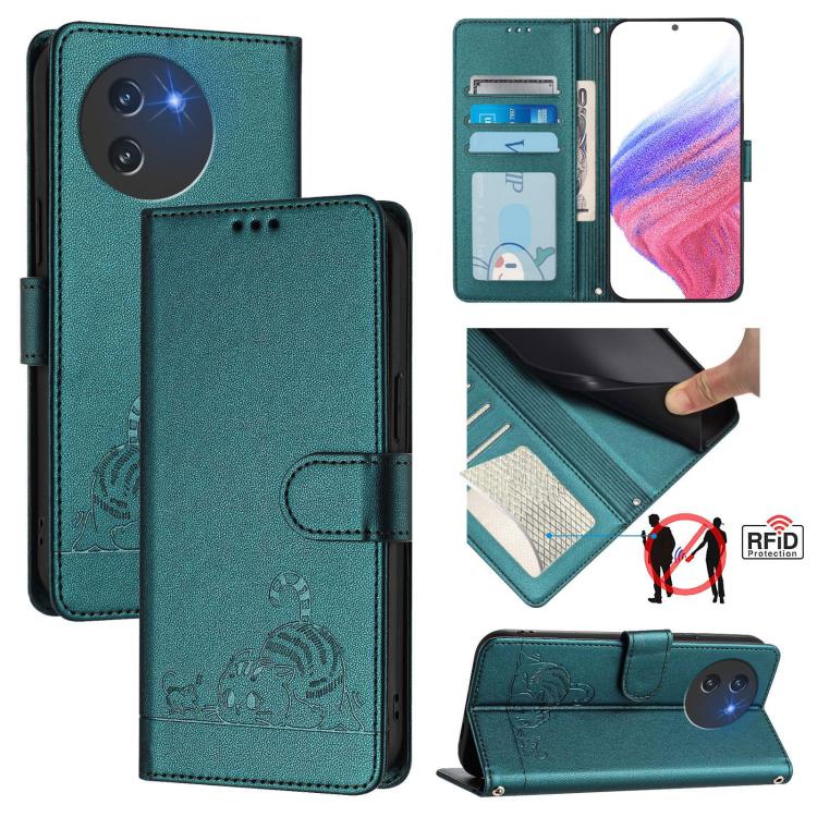 Cat Rat Embossed Pattern RFID Leather Phone Case with Lanyard, For Doogee Note 56 / Note 56 Pro, For Doogee N60 Pro, For Doogee Note 59 5G / Note 59 Pro, For Doogee N55 Plus