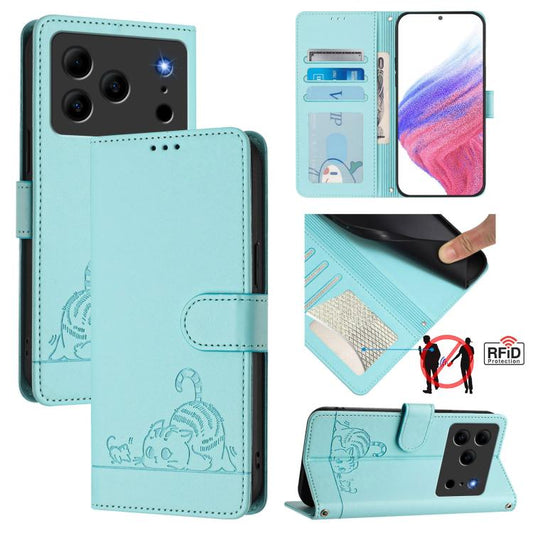 Cat Rat Embossed Pattern RFID Leather Phone Case with Lanyard, For Doogee Note 56 / Note 56 Pro, For Doogee N60 Pro, For Doogee Note 59 5G / Note 59 Pro, For Doogee N55 Plus