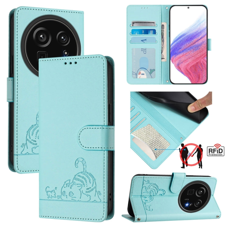 Cat Rat Embossed Pattern RFID Leather Phone Case with Lanyard, For Sharp Aquos wish6, For Sharp Aquos R11, For Sharp Aquos Sense10, For Sharp Basio Active 3, For Sharp Aquos Sense9 Plus, For Sharp Aquos Sense9, For Sharp Aquos R9 Pro                   ...