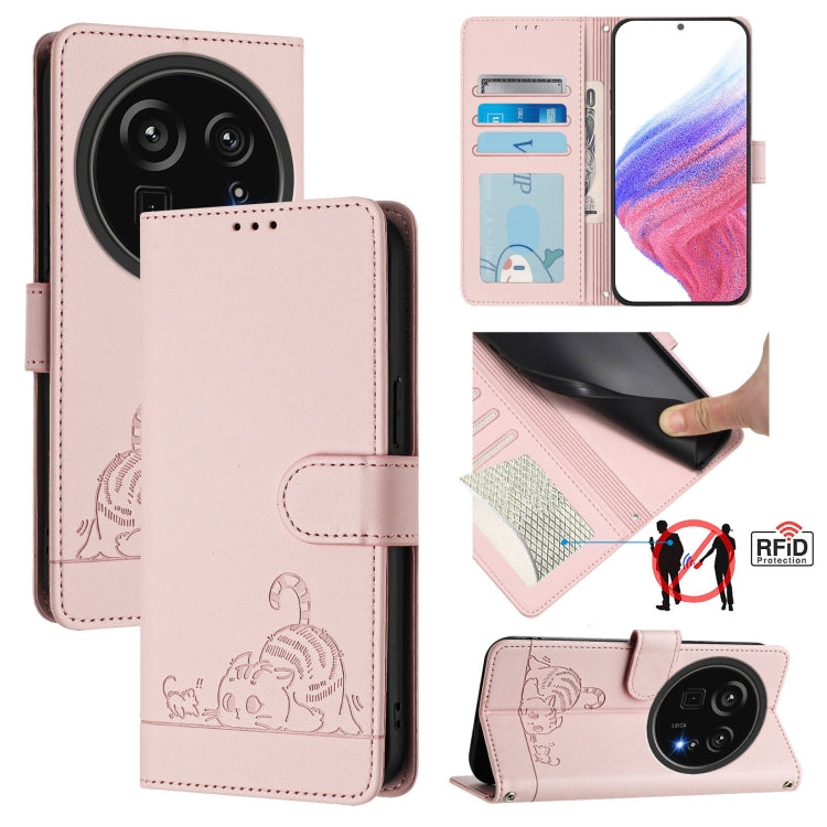 Cat Rat Embossed Pattern RFID Leather Phone Case with Lanyard, For Sharp Aquos wish6, For Sharp Aquos R11, For Sharp Aquos Sense10, For Sharp Basio Active 3, For Sharp Aquos Sense9 Plus, For Sharp Aquos Sense9, For Sharp Aquos R9 Pro                   ...
