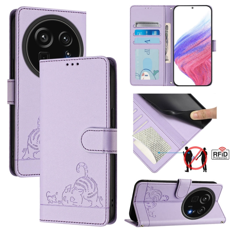 Cat Rat Embossed Pattern RFID Leather Phone Case with Lanyard, For Sharp Aquos wish6, For Sharp Aquos R11, For Sharp Aquos Sense10, For Sharp Basio Active 3, For Sharp Aquos Sense9 Plus, For Sharp Aquos Sense9, For Sharp Aquos R9 Pro                   ...