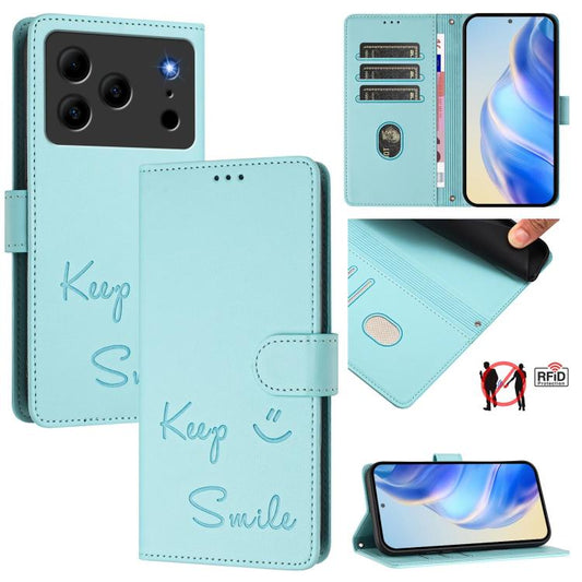 Smile Embossing RFID Leather Phone Case, For Doogee Note 56 / Note 56 Pro, For Doogee N60 Pro, For Doogee Note 59 / Note 59 Pro, For Doogee N55 Plus