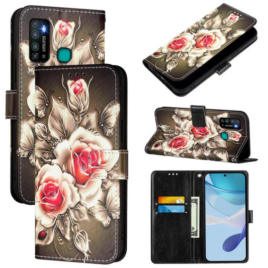 Colored Drawing Pattern Plain Weave Leather Phone Case, For Infinix Hot 9 / Hot 9 Pro