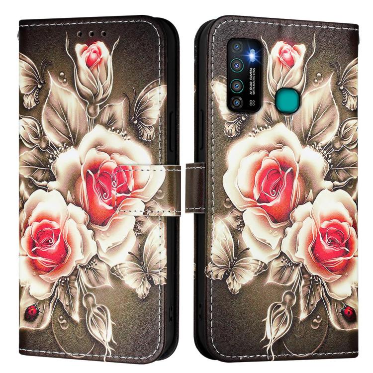 Colored Drawing Pattern Plain Weave Leather Phone Case, For Infinix Hot 9 / Hot 9 Pro