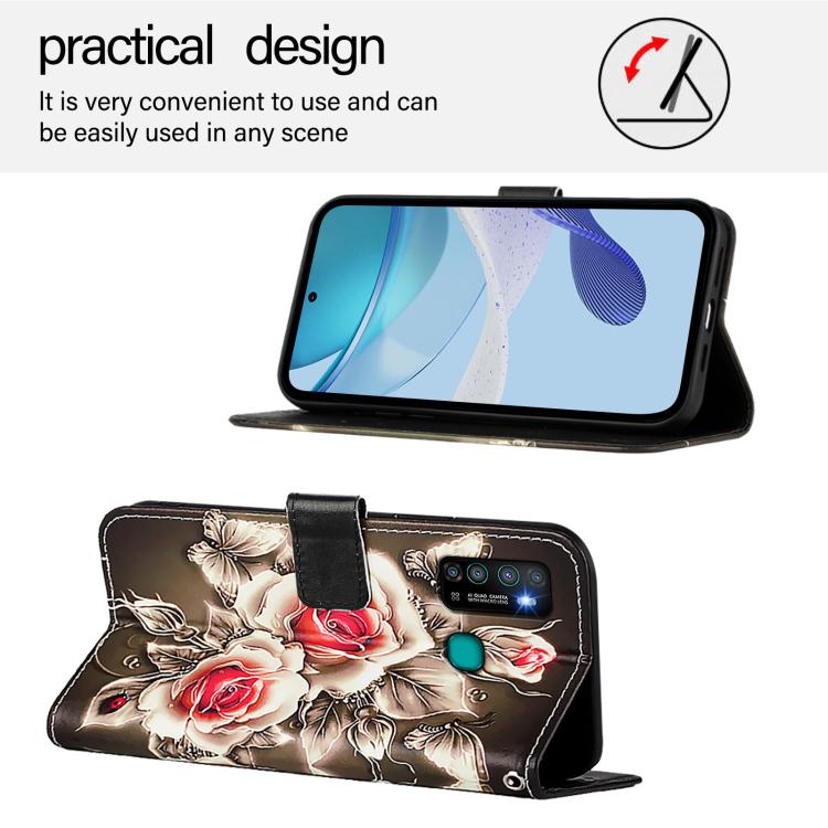 Colored Drawing Pattern Plain Weave Leather Phone Case, For Infinix Hot 9 / Hot 9 Pro