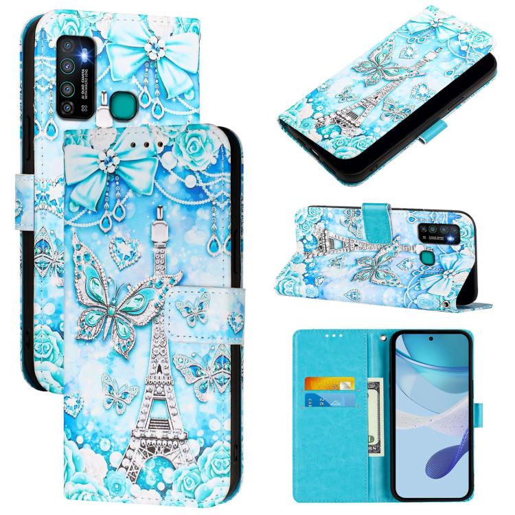 Colored Drawing Pattern Plain Weave Leather Phone Case, For Infinix Hot 9 / Hot 9 Pro