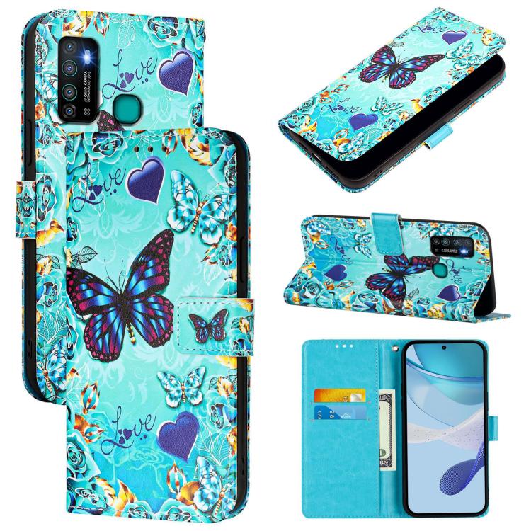 Colored Drawing Pattern Plain Weave Leather Phone Case, For Infinix Hot 9 / Hot 9 Pro