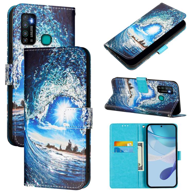 Colored Drawing Pattern Plain Weave Leather Phone Case, For Infinix Hot 9 / Hot 9 Pro