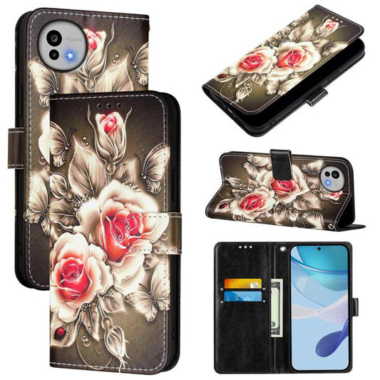 Colored Drawing Pattern Plain Weave Leather Phone Case, For Sharp Aquos wish6, For Sharp Aquos R11, For Sharp Aquos Sense10, For Sharp Aquos Sense9, For Sharp Aquos Sense9 Plus, For Sharp Aquos R9 Pro SH-54E
