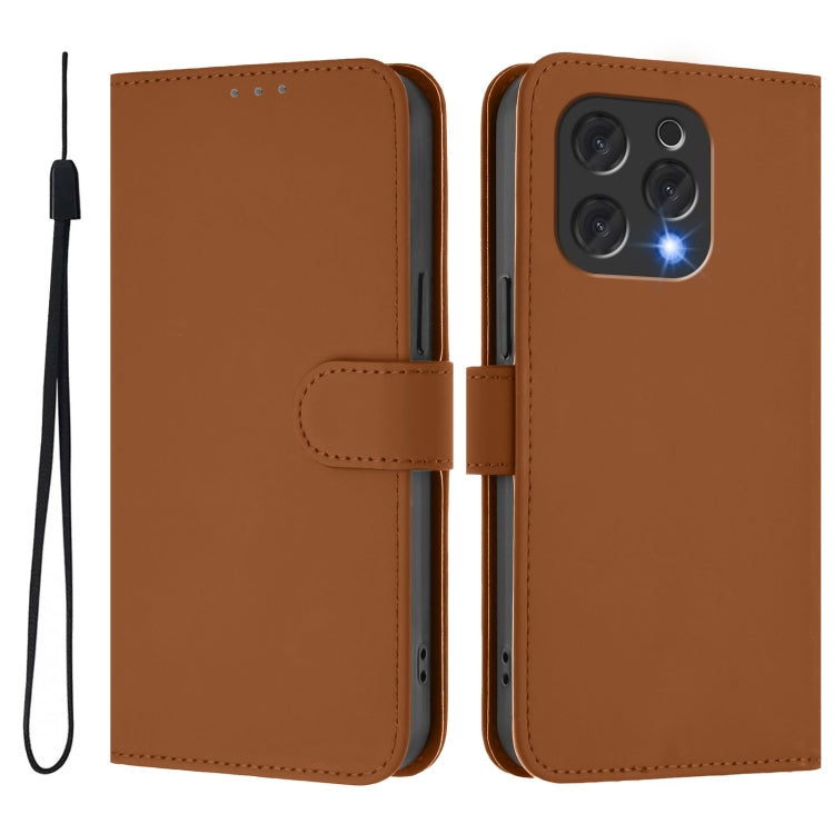 Skin Feel Solid Color Leather Phone Case with Lanyard, For Doogee N55 Plus